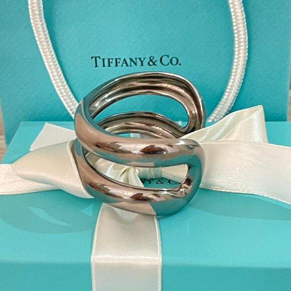 Tiffany & Co. Elsa Peretti Cuff Bracelet Open Center Ruthenium Charcoal Gray - Picture 6 of 11